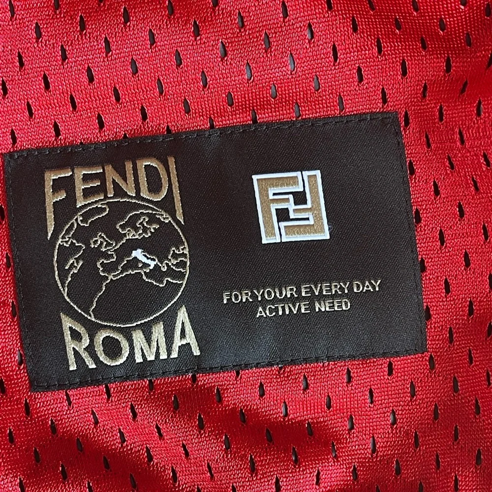 NWT MENS FENDI x KWAY LIMITED EDITION ITALY PERFORATED RED REVERSIBLE JACKET MED - Picture 12 of 15